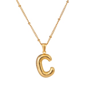 Collana con ciondolo da donna in acciaio inossidabile placcato Colore oro , stile casual semplice, a forma di lettera C, 1 pezzo h5 